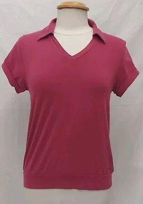 MUSTO Womens Short Sleeve Pink Cotton Elastane Stretch Top Size 12 • £9.95