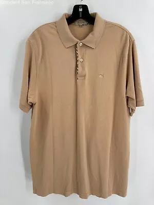 Burberry Mens Tan Cotton Short Sleeve Regular Fit Golf Polo Shirt Size Large COA • $34.99