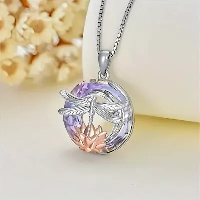 Rainbow Mystical Fire Topaz 925 Sterling Silver Charm Dragonfly Pendant Necklace • $19.74