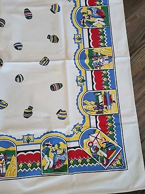 Vintage Linen Tablecloth 46 X 46 Southwest/Mexican Theme Design • $20