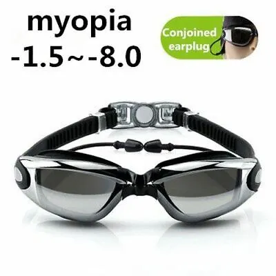 Swimming Goggles Minus Glasses With Earplugs Nose Clip Waterproof Silicone • $11.16