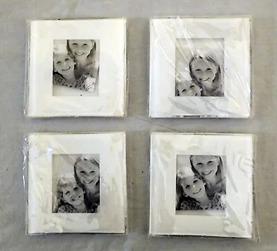 📸 Set Of 4- Hard Plastic Picture Frame Coaster Set- White- NEW SEALED 📸 B11 • $3.95