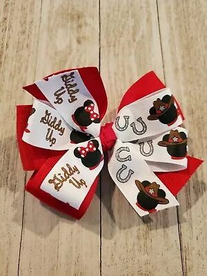 Cowboy Mickey Hair Bow Mickey Hair Bow Giddy Up Mickey Bow • $9