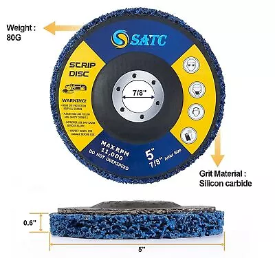 SATC 5Pack 5''x7/8  Poly Strip Disc Wheel Paint Rust Removal Clean Angle Grinder • $30.69