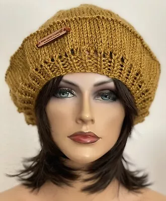 Hand Knits 2 Love Slouch Beanie Beret Tassel Beads  Designer Fashion Hip Female • $53.10