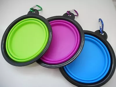 Collapsible Silicone Dog Bowl With Carabiner • £2.90