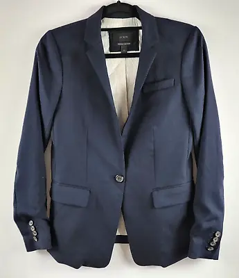 J. Crew Women's Regent Blazer One-Button Long Sleeve Navy Blue Lined Size 0 • $35.99