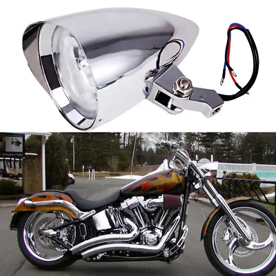 4.5  Motorcycle Bullet Headlight Lamp For Sportster Dyna Softail Chopper Bobber • $70.45