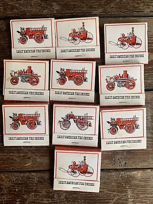 Lot Of 10-Vintage Early American Fire Engines Match Matchbooks-Estate-Collector • $9.79