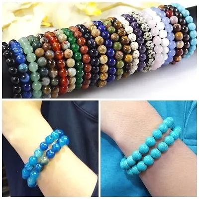 10mm Handmade Gemstone Round Beaded Stretch Bracelet Healing Balance Women • $5.99