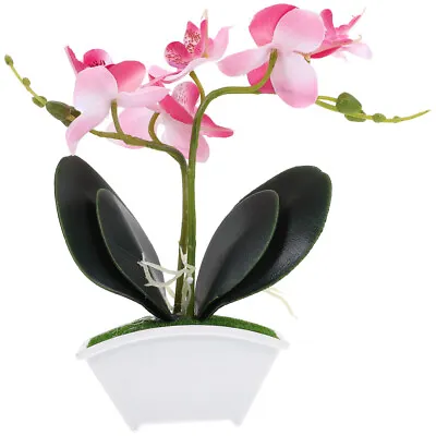 Mini Orchid Table Plant Ornament Artificial Potted Plant For Bathroom Kitchen • £8.39