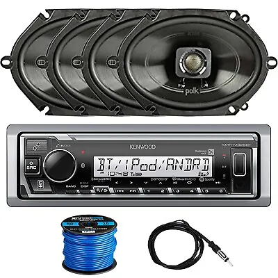 Kenwood 1-DIN Bluetooth Receiver 4 X 5x7  Speakers Radio Antenna Speaker Wire • $334.99