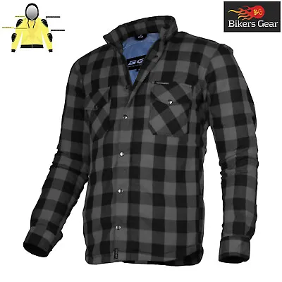 Bikers Gear Motorcycle Flannel Lumberjack Shirt Lined DuPont™ KEVLAR® CE Armours • $115.82