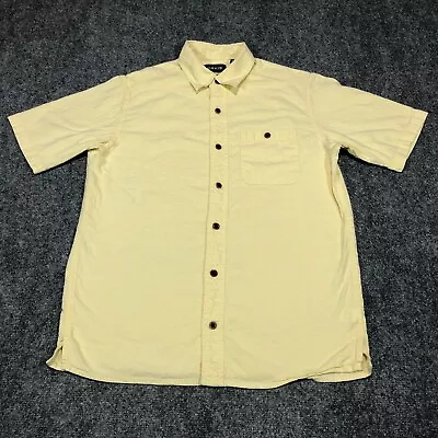 Orvis Shirt Mens M Yellow Hemp Blend Short Sleeve Button Outdoor Collar 5961 • $19.96