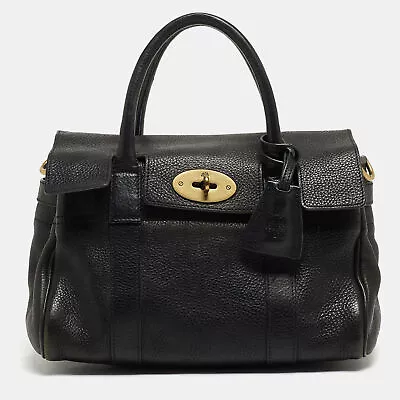 Mulberry Black Grain Leather Small Bayswater Satchel • $364.35