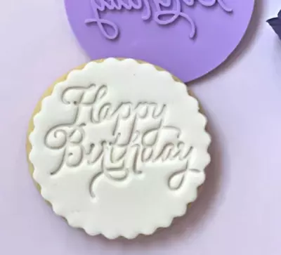 Happy Birthday Cookie Embosser Fondant Stamp Acrylic Cake Decorating • $8.90