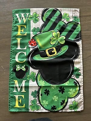 Disney Mickey Mouse St Patrick’s Day Garden Flag Double Sided Holiday Decor • $15