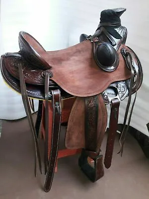 A Fork Premium Western Leather Wade Tree Roping Ranch Horse Saddles 14-18 • £304.78