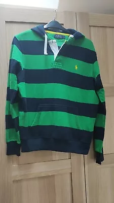 Polo Ralph Lauren Mens Hooded Rugby Polo Shirt Hoodie Size M Striped • £30