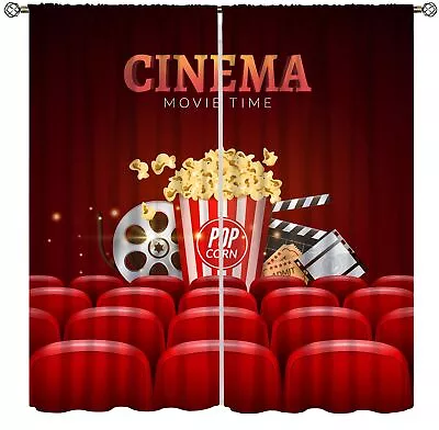 Movie Theater Theme Blackout Curtains Movie Theater Scene Popcorn Drink Print... • $69.18