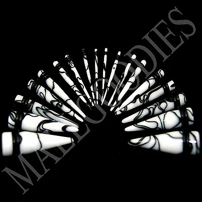 V051 White Marble Stretchers Tapers Expandars 12 10 8 6 4 2 0 00 G Gauges N Kit • $6.95