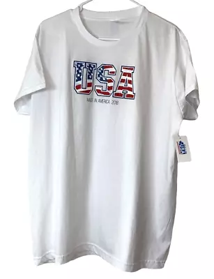 USA Made In America 2018 T Shirt Unisex Adult 2X White Sparkling USA Symbol New • $7