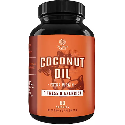 Extra Virgin Coconut Oil Softgels - MCT  1000mg Per Serving Energy Boost • $12.99