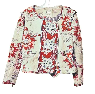 Zara Trafaluc Quilted Floral Print Zip Moto Blazer Women's Size L • $19.16