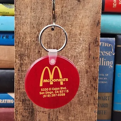 $19.95 • Buy Vintage Red Plastic/Rubber McDonald's Key Ring Cajon Blvd San Diego CA Keychain 