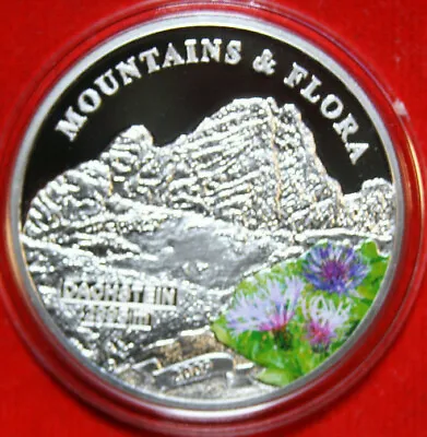 Palau 5 Dollar 2010   Mountains And Flora Silver #F4805 Colour   Der Dachstein   • $81.98