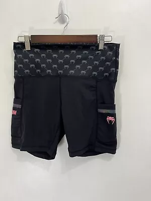 Venum Women's Compressionl Biker Shorts XL Black Side Pockets MMA Boxing • $16.99