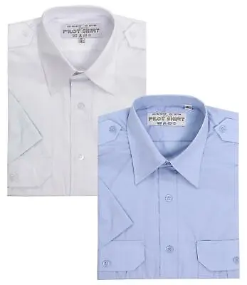 Men Pilot Shirts Short Sleeves Security Bus Driver Shirt Shoulder Appellate M132 • £17.95