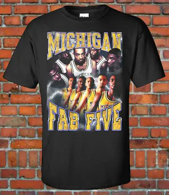 MICHIGAN FAB 5 90s Vintage Style Bootleg Rap Tee NCAA Final Four Basketball • $17.99