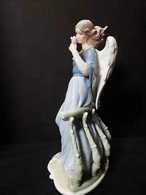 Beautiful  O'Well Porcelain Angel In Blue Dress With Roses • $32