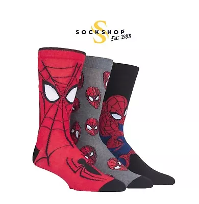 Marvel Spider-Man Socks Cotton Unisex  Mens And Ladies 3 Pair Pack - SOCKSHOP • £8.99