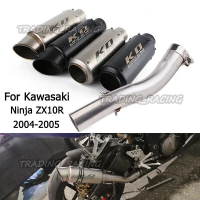 Motorcycle Mid Link Pipe Escape Exhaust Mufflers For Kawasaki Ninja ZX10R 04-05 • $121.44