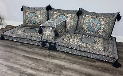 Floor Seat Sofa Arabic Turkish Majlis Oriental Seating Couch Set Gray  • $550