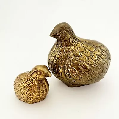 Vintage Solid Brass Quail Pheasant Birds Set Of 2 Paperweight • $20