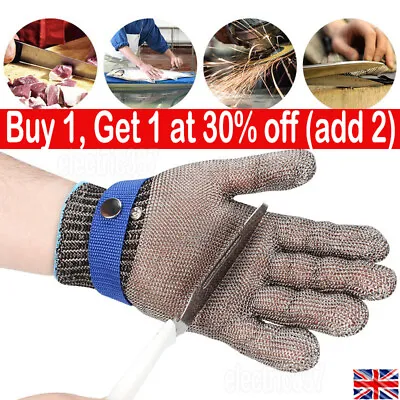 Cut Proof Stab Resistant Glove Stainless Steel Safety Metal Mesh Butcher Gloves • £8.79