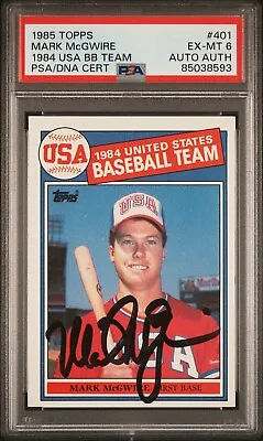 Mark McGwire USA Olympic Team 1985 Topps #401 Signed Autograph PSA DNA 6 EX-MT • $159.99