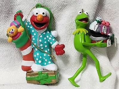 Vintage Lot Of Two Sesame Street Christmas Ornaments Kermit The Frog And Elmo • $39.99