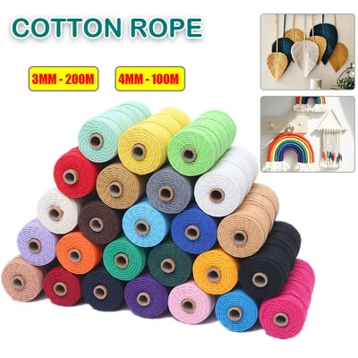 $10.15 • Buy 3/4/5/6mm Natural Cotton Twisted Cord Craft Macrame Artisan Rope Weaving Wire AU