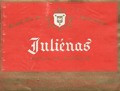 Julienas Beaujolais French Wine Label Vintage Original A393 • $11.97