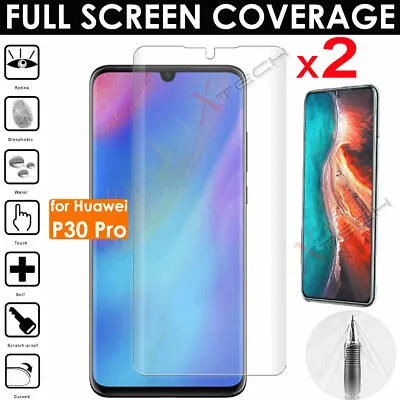 2x FULL SCREEN Face Curved Fit TPU Screen Protectors Cover For Huawei P30 Pro • £2.49