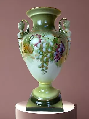 A & C BAVARIA Mermaid Vase Hand Painted Signed A. Kash Green Gold Japan Vtg MINT • $225