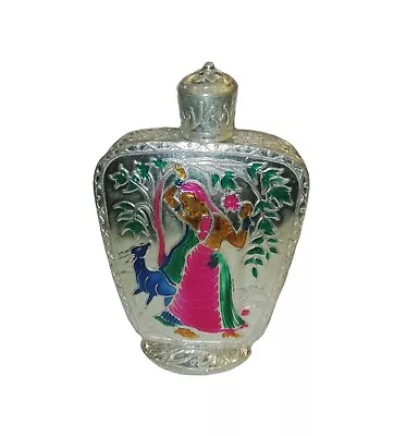 Pure Silver Meenakari Sindoor Dani With Stick Pooja Items For Home KumKum Box • $125