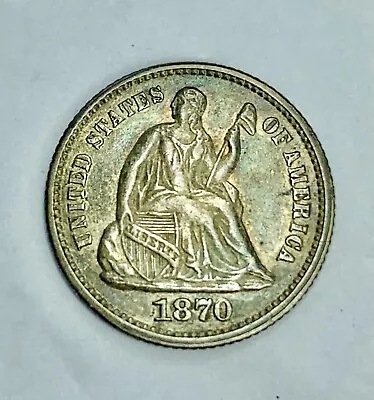 1870 Philadelphia Mint Seated Liberty Type Silver Half Dime • $23.50