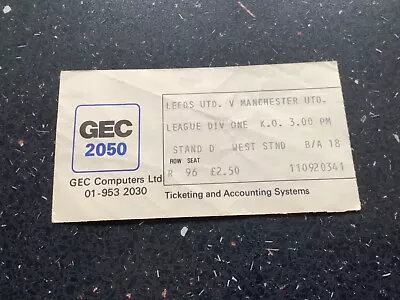 £2.99 • Buy Leeds United V Manchester United Football League Division 1 Match Ticket 1977