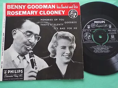 BENNY GOODMAN ROSEMARY CLOONEY Memories Of You EP 7  Vinyl EP PHILIPS VG To VG+ • $10.09