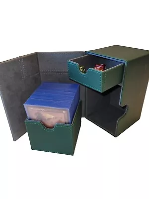 MTG Commander/Deck Box 100+ DOUBLE Sleeved Cards/Magnetic/Dice Tray/Drawer/GREEN • $19.95
